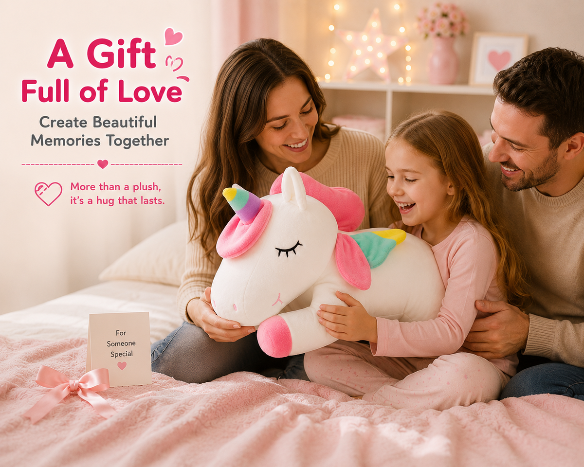 Unicorn plush pillow gift lifestyle image