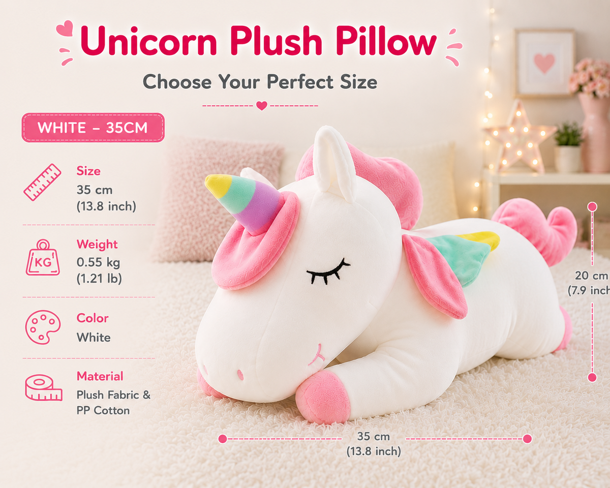 Unicorn plush pillow bedroom lifestyle