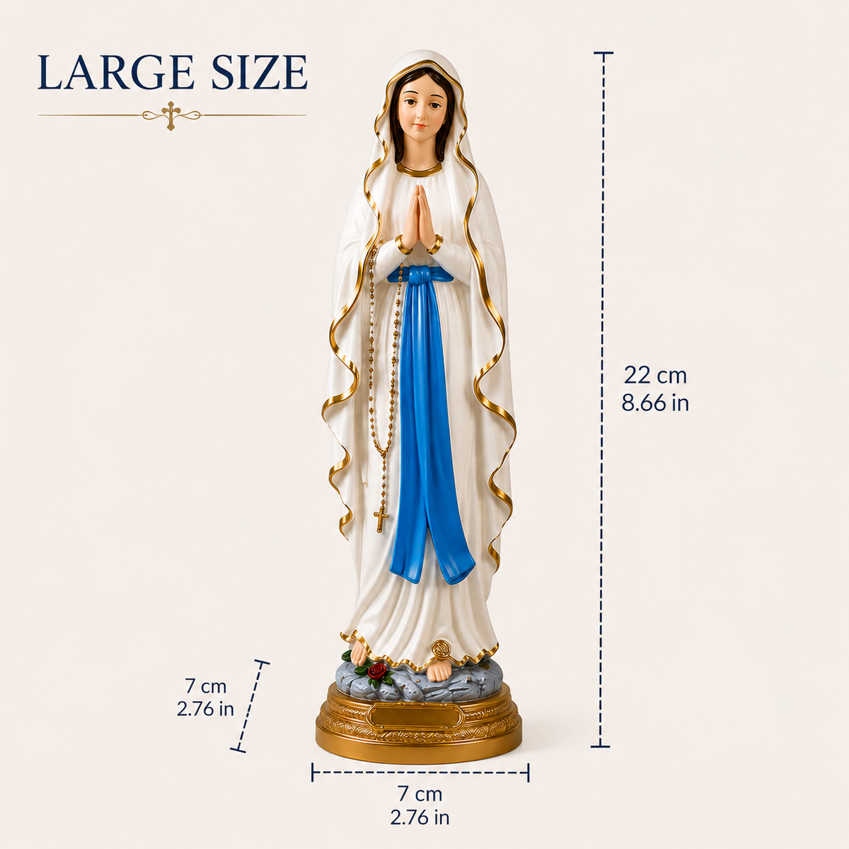 Large Virgin Mary resin statue 22 cm
