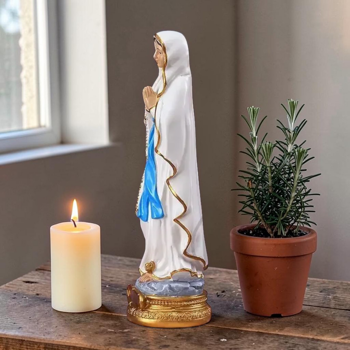 Virgin Mary statue side view