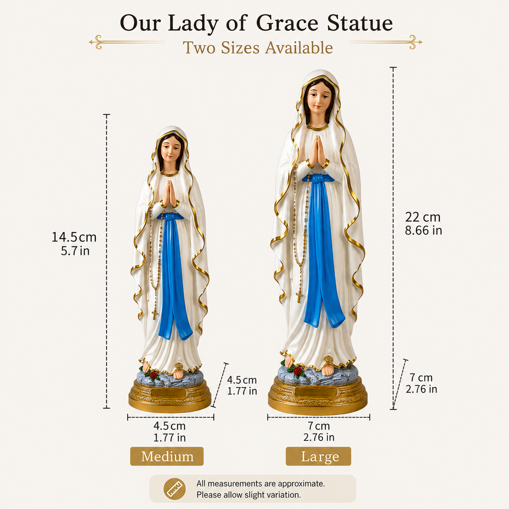 Virgin Mary resin statue size options