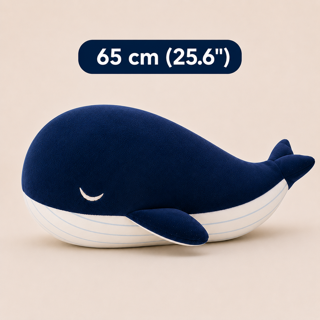 Blue plush whale pillow