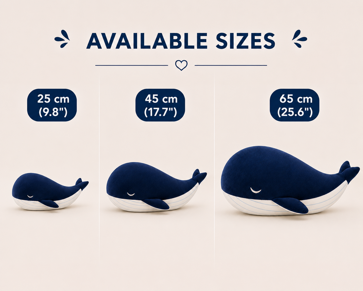 Blue plush whale pillow
