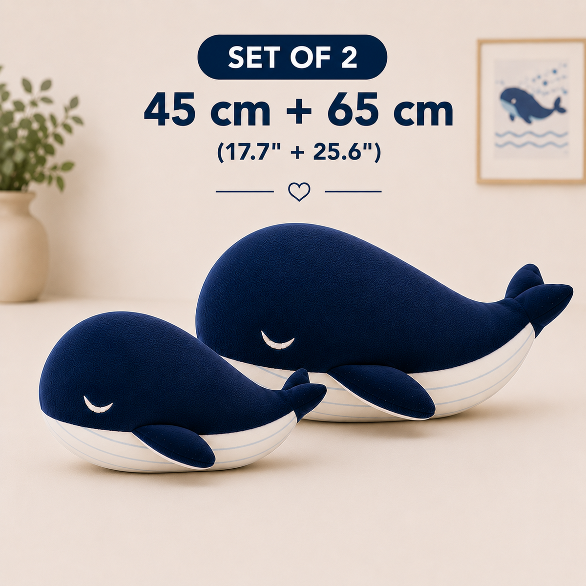 Blue plush whale pillow