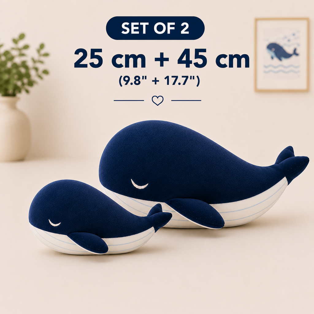 Blue plush whale pillow
