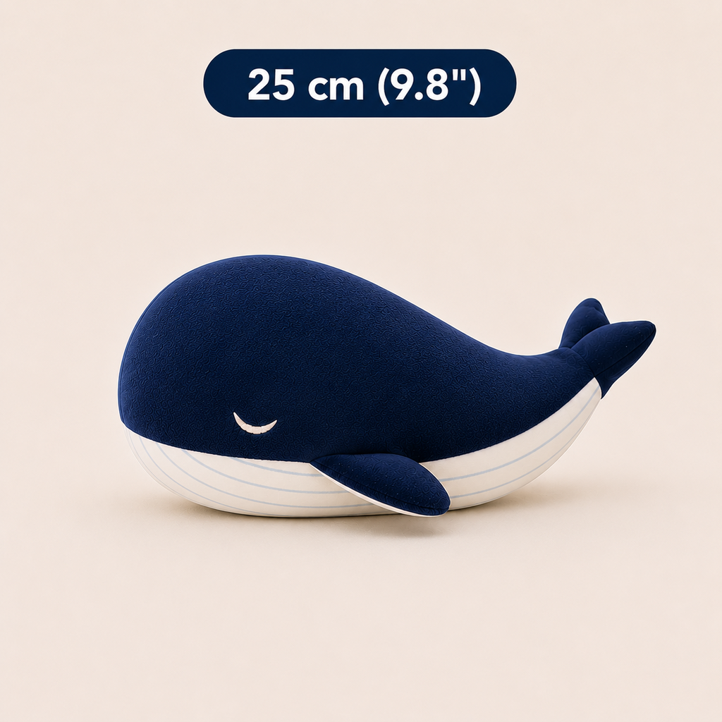 Blue plush whale pillow
