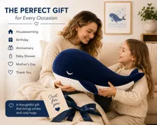 Blue plush whale pillow