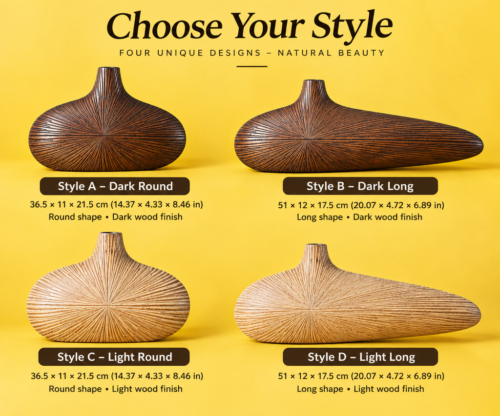 Choose your style chart for four modern wooden vase designs
