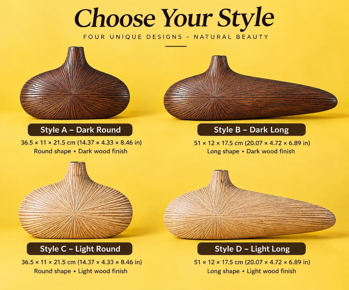 Choose your style chart for four modern wooden vase designs